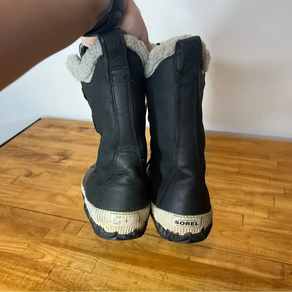 Sorel Out N About Plus Tall Lace Up Black Duck Style Winter Boots Size 8
